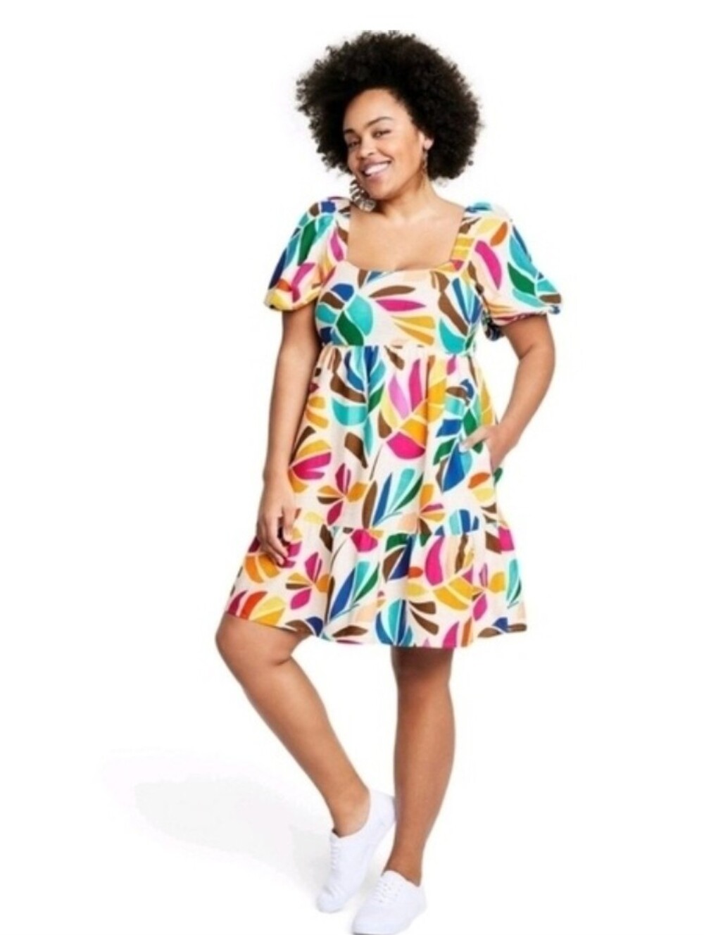 Tabitha BrownVacation / Resort Puff Sleeve Dress Linen Size LARGE